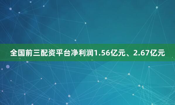 全国前三配资平台净利润1.56亿元、2.67亿元